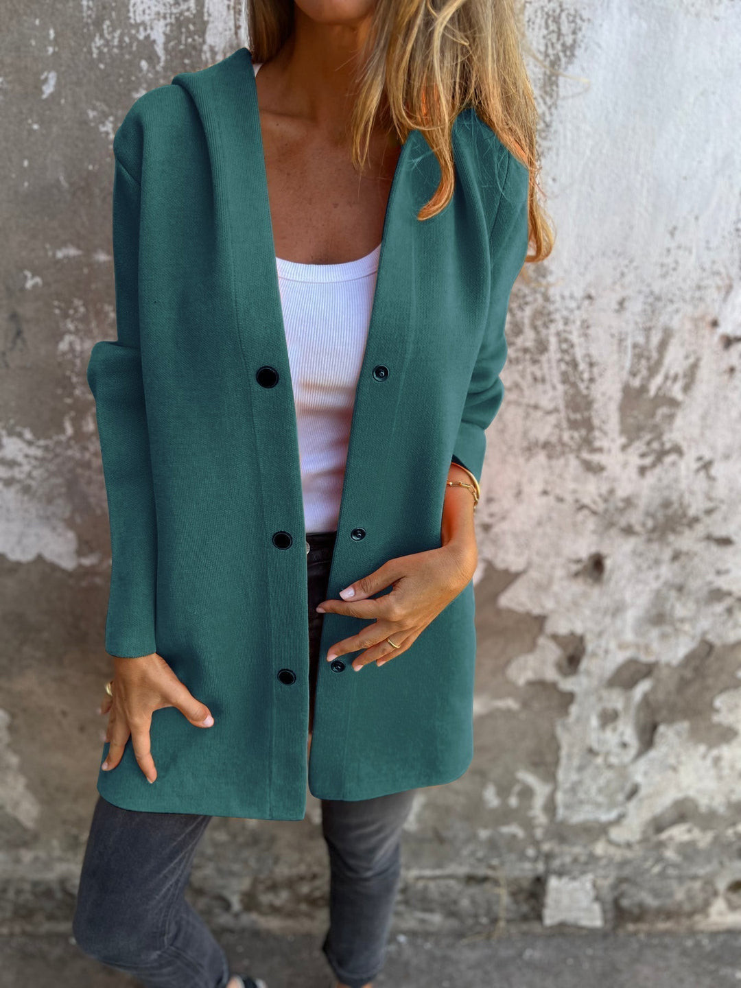 LUCY - CASUAL SINGLE-BREASTED HOODED JACKET