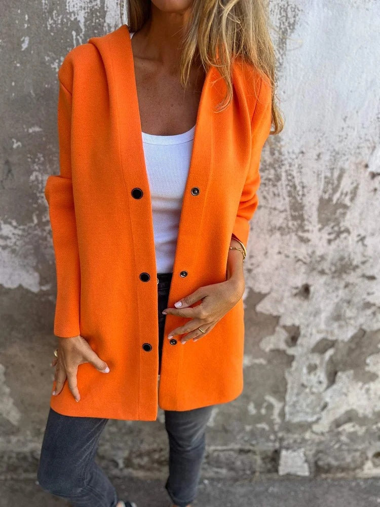 LUCY - CASUAL SINGLE-BREASTED HOODED JACKET