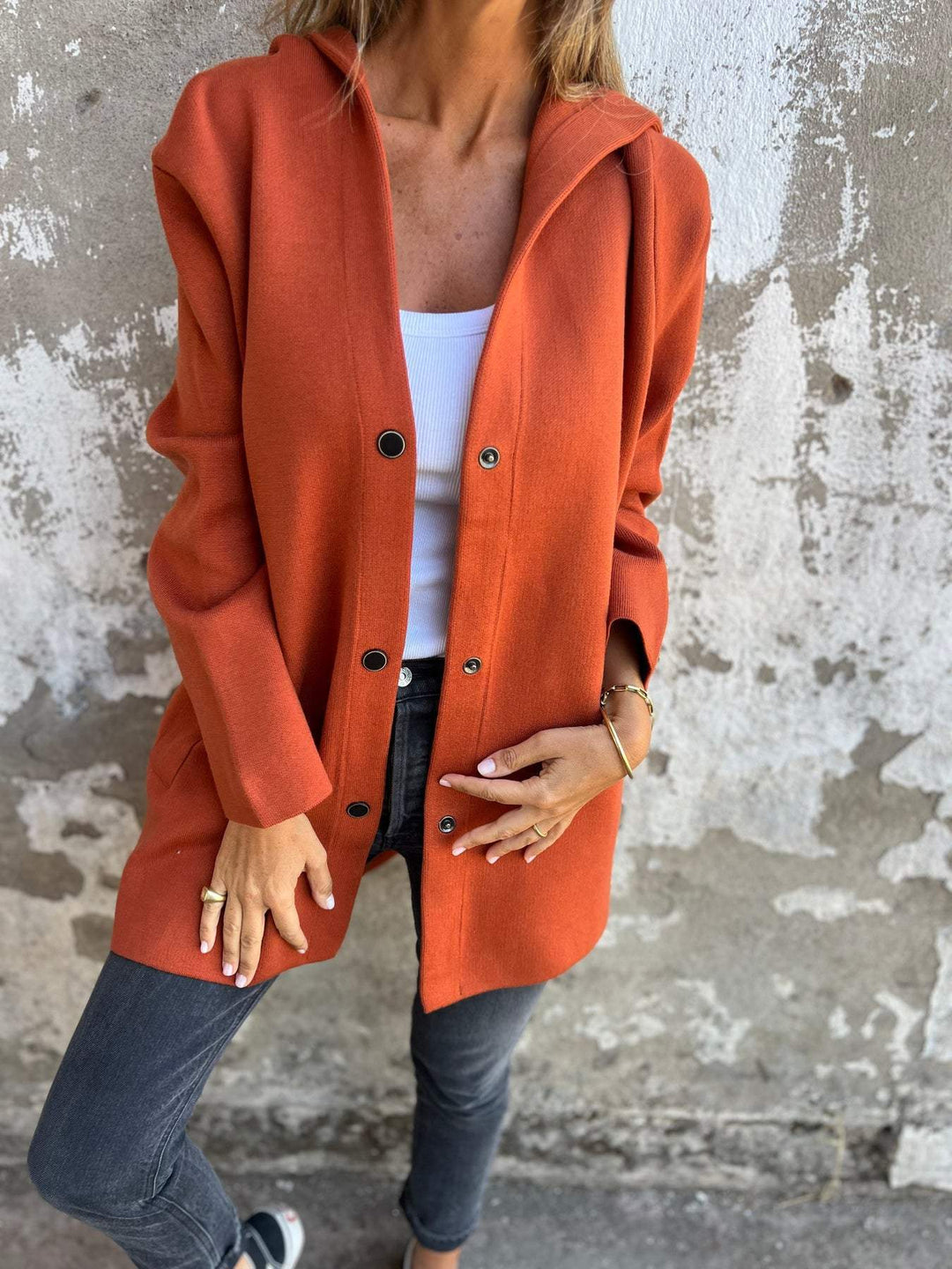 LUCY - CASUAL SINGLE-BREASTED HOODED JACKET
