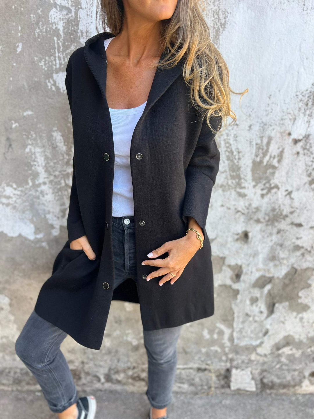 LUCY - CASUAL SINGLE-BREASTED HOODED JACKET