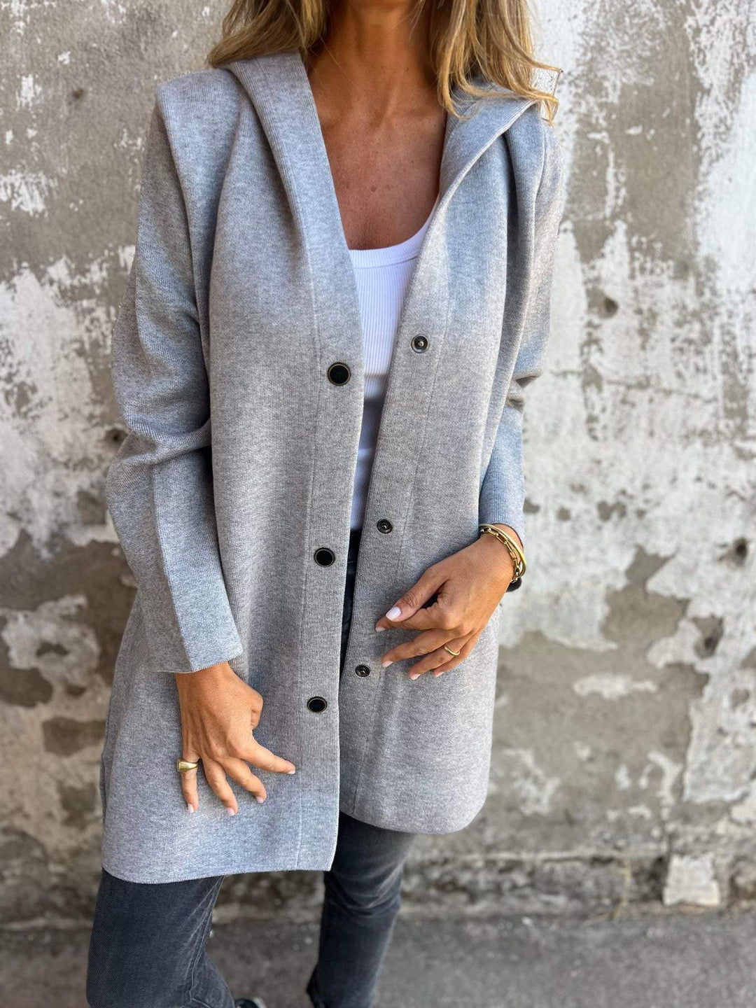 LUCY - CASUAL SINGLE-BREASTED HOODED JACKET